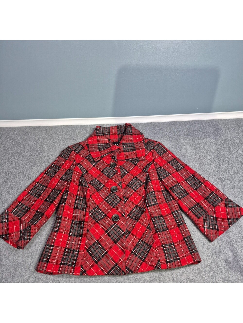 Tribal Jacket Sz 4 Red Black gray Plaid Lined Dressy Classic Holiday